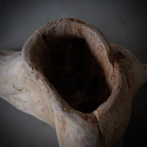 VINTAGE HAND-CARVED ZELKOVA ROOT VESSEL