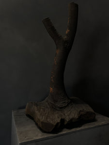 ANTIQUE CHARRED BRANCH CANDLE HOLDER