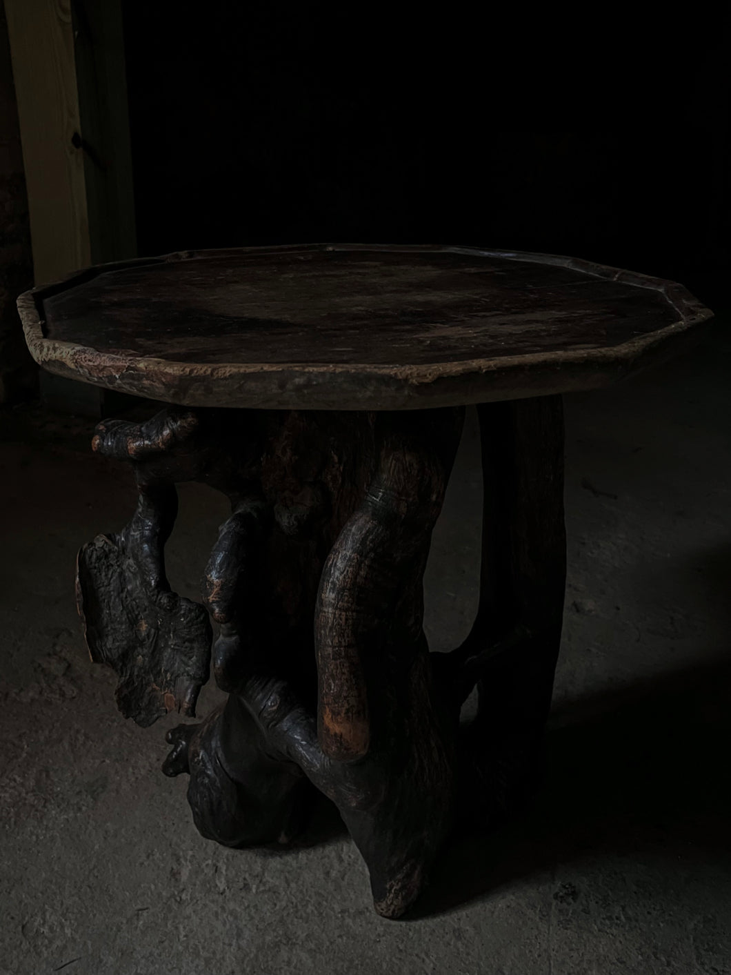 ANTIQUE ZELKOVA ROOT SIDE TABLE