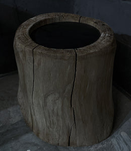 CUSTOM ANTIQUE ZELKOVA BASE SIDE TABLE